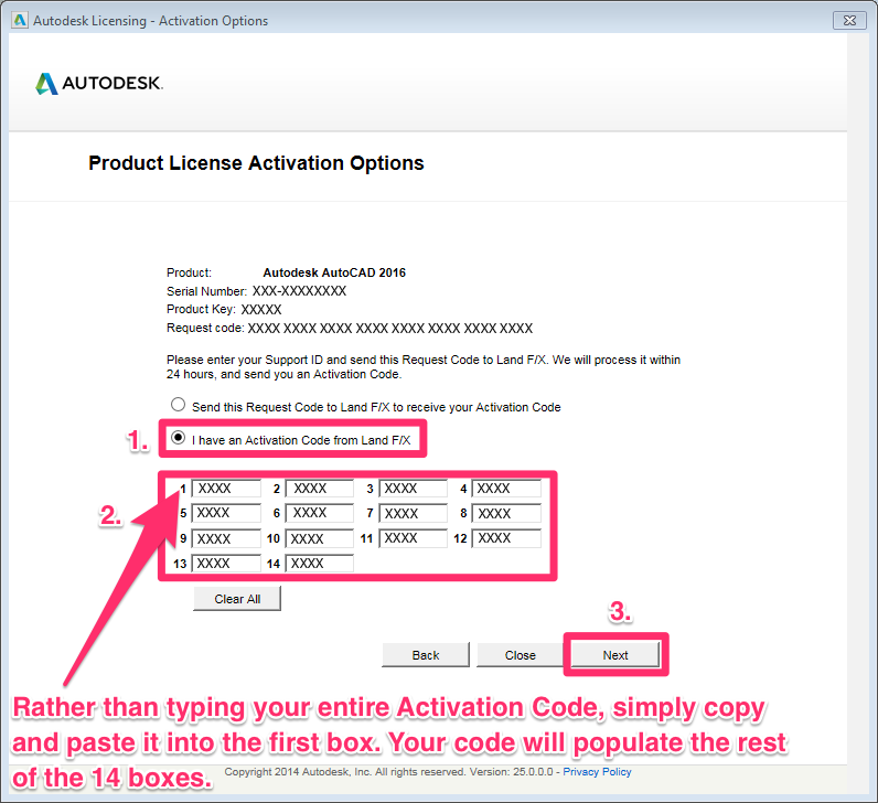 activation code autocad 2014